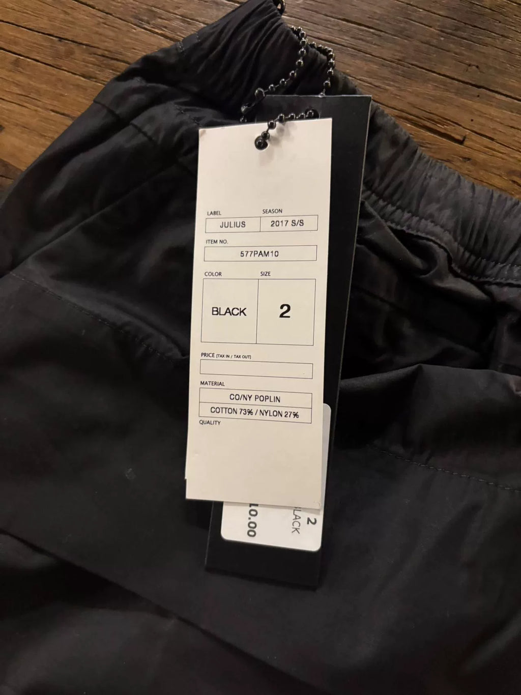 Julius SS16 Black Double-Layer Skirt-Panel Utility Splice Cotton Nylon Pants