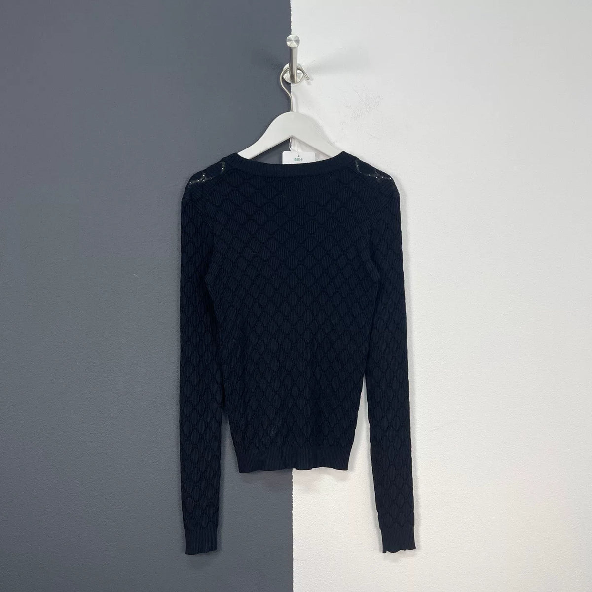Chanel Quilted Logo Knit Long Sleeve Top