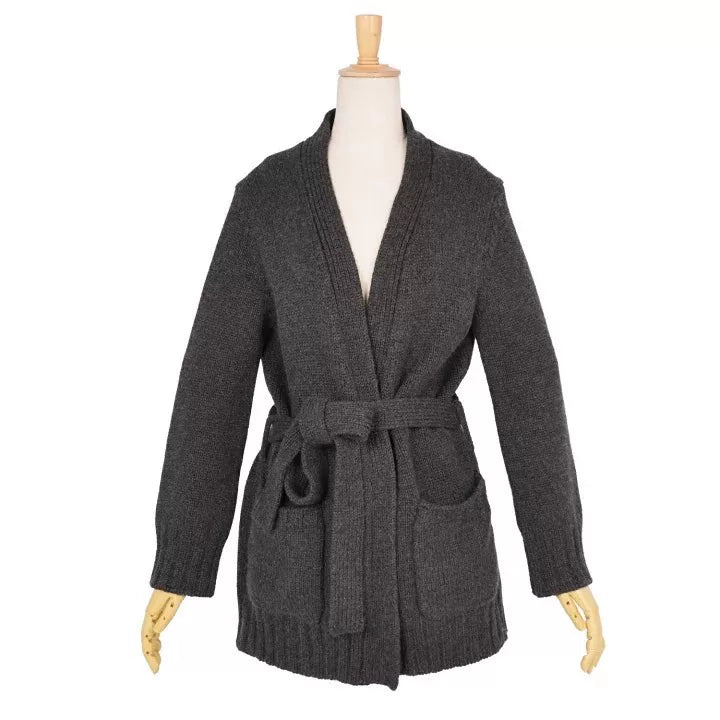HERMES Grey Cashmere Cardigan
