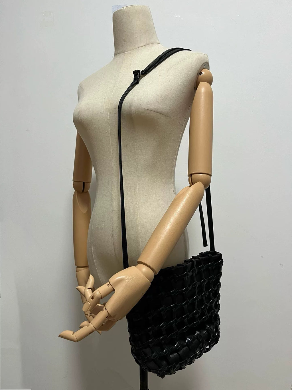 Ann Demeulemeester Woven Crossbody Black Bag