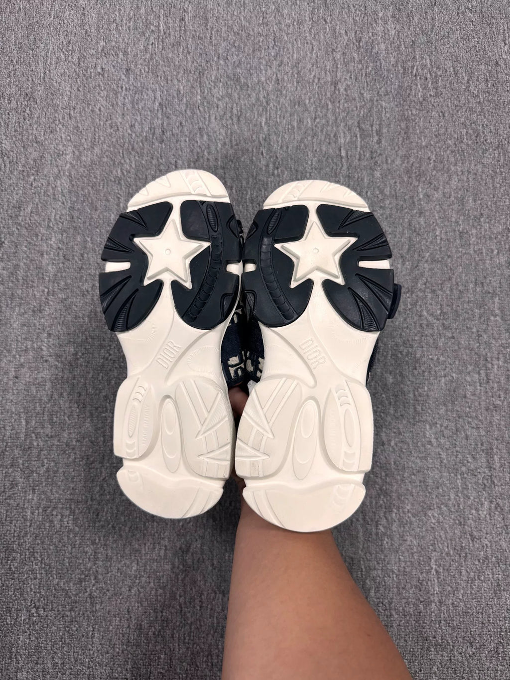 Dior Navy Blue Monogram Lace-Up Sandals
