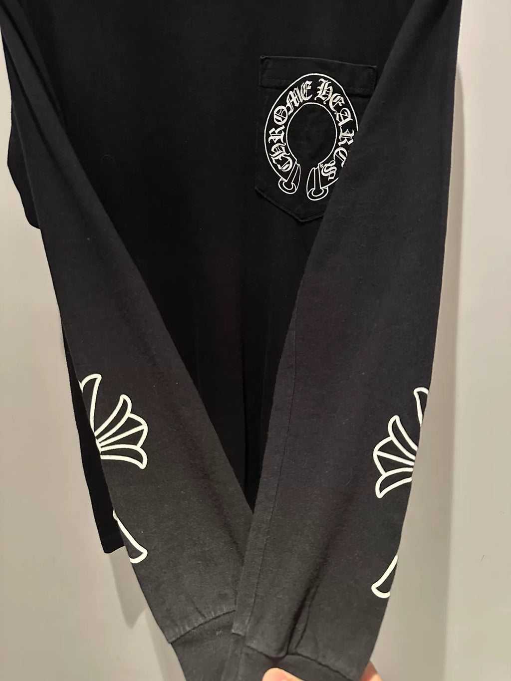 Chrome Hearts Black Horseshoe Scroll Cross Long Sleeve Top