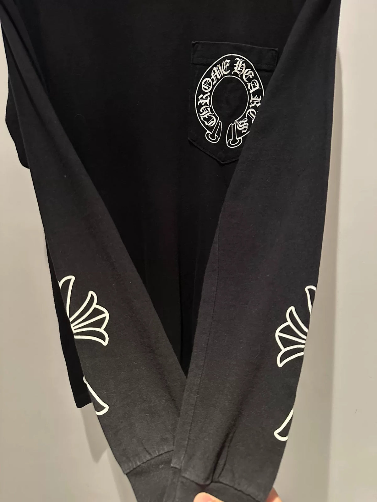 Chrome Hearts Black Horseshoe Scroll Cross Long Sleeve Top