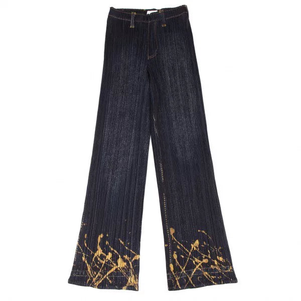 Issey Miyake Vintage Patterned Denim Pleated Pants