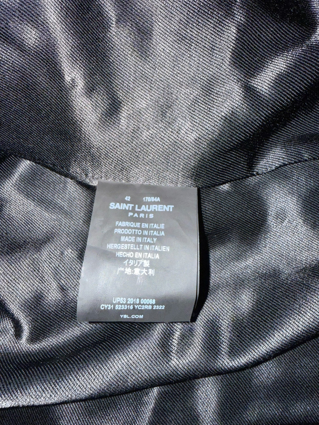 Saint Laurent 18FW Suede Leather Geometric Tied Jacket by Anthony Vaccarello