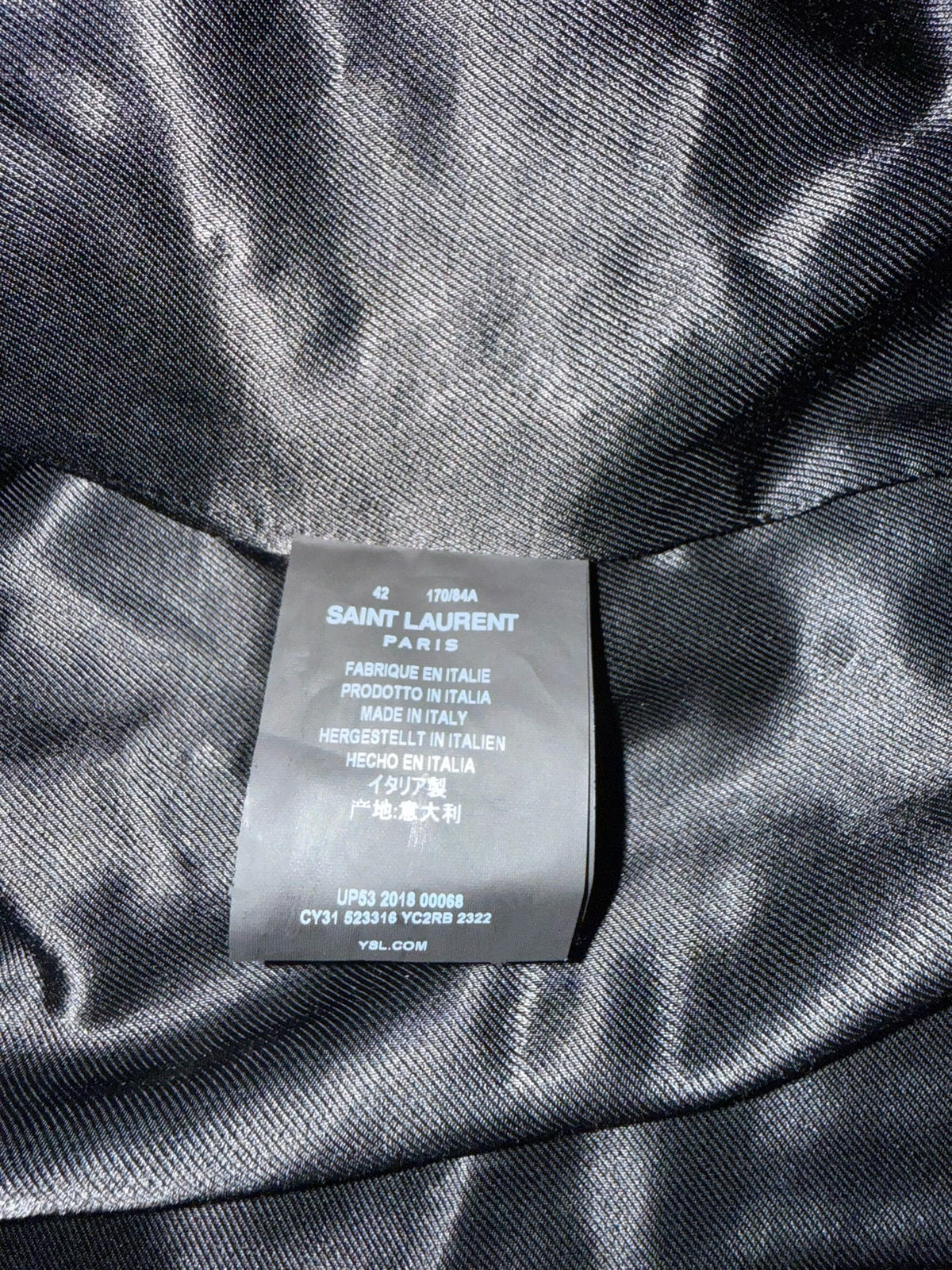 Saint Laurent 18FW Suede Leather Geometric Tied Jacket by Anthony Vaccarello