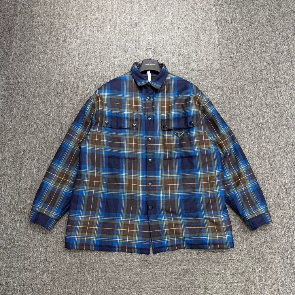 Prada Plaid Wool Cotton Coat