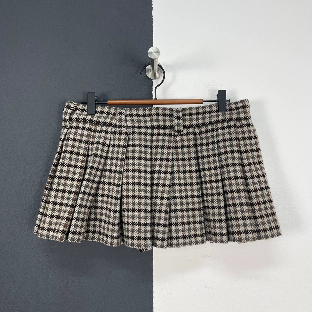Miumiu Houndstooth Pleated Skirt