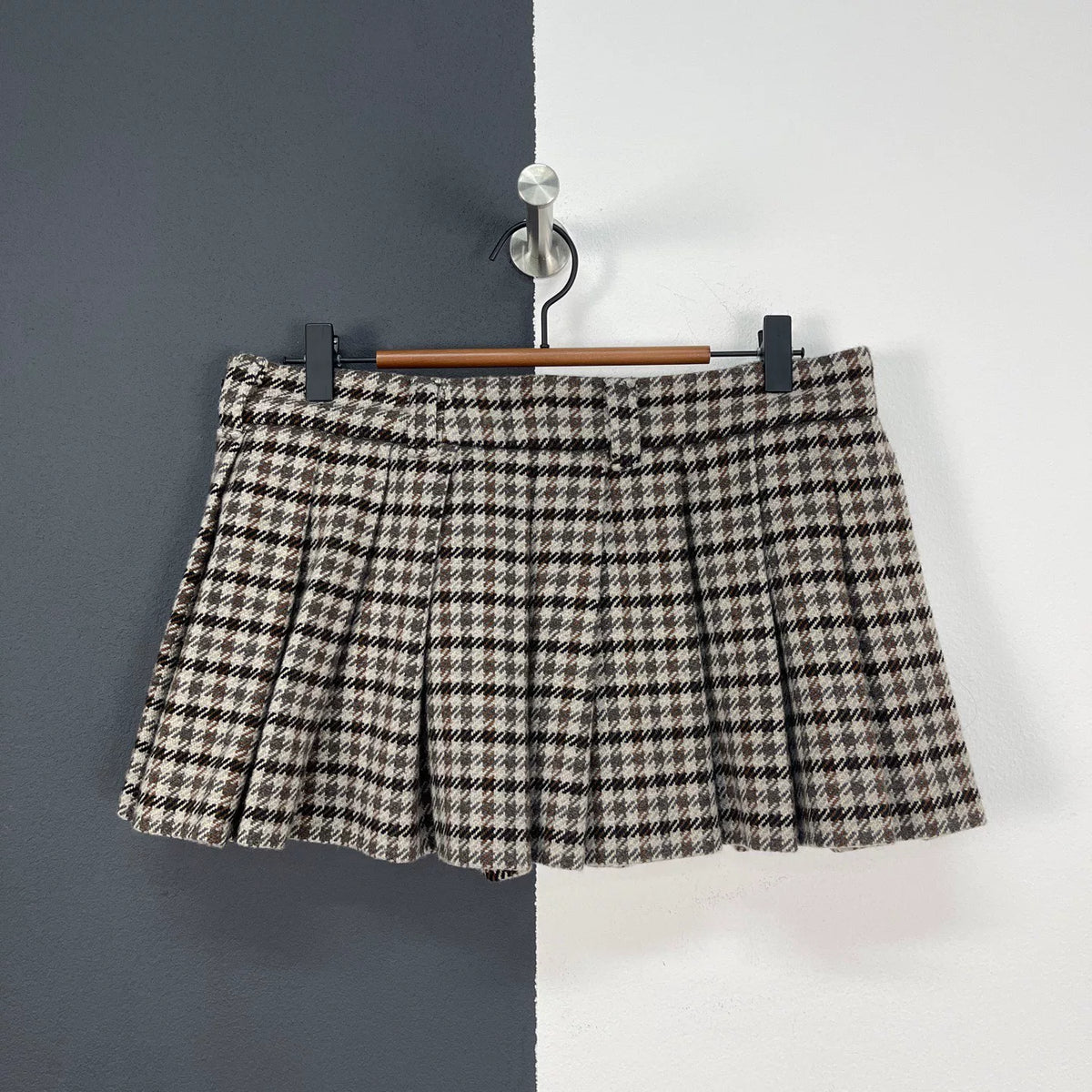 Miumiu Houndstooth Pleated Skirt