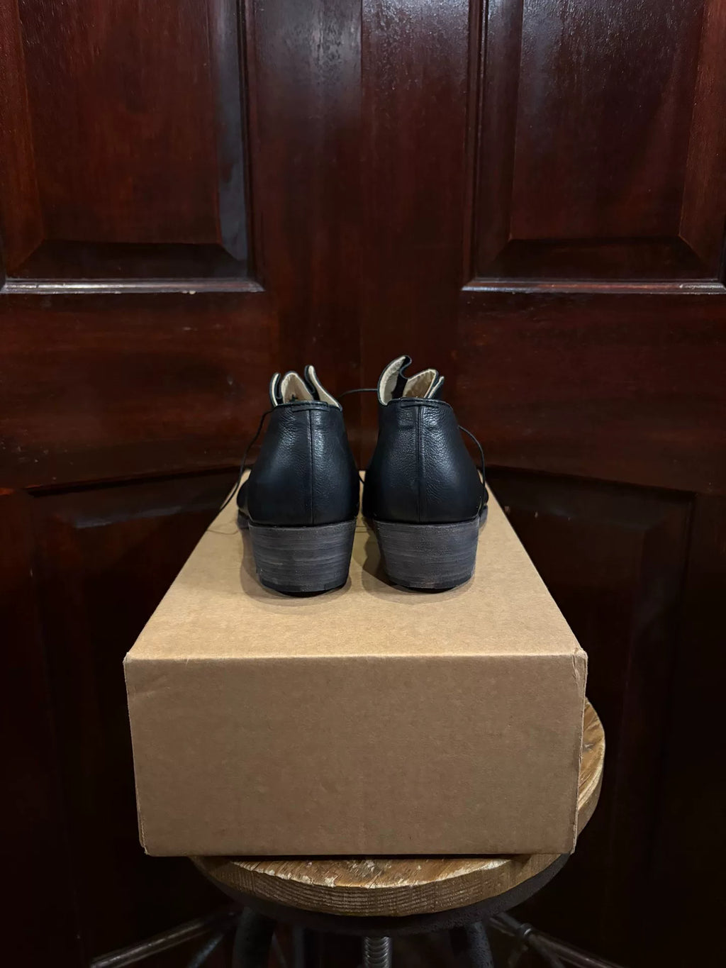 M.A+ SS18 Black Double Fold Derby Leather Shoes