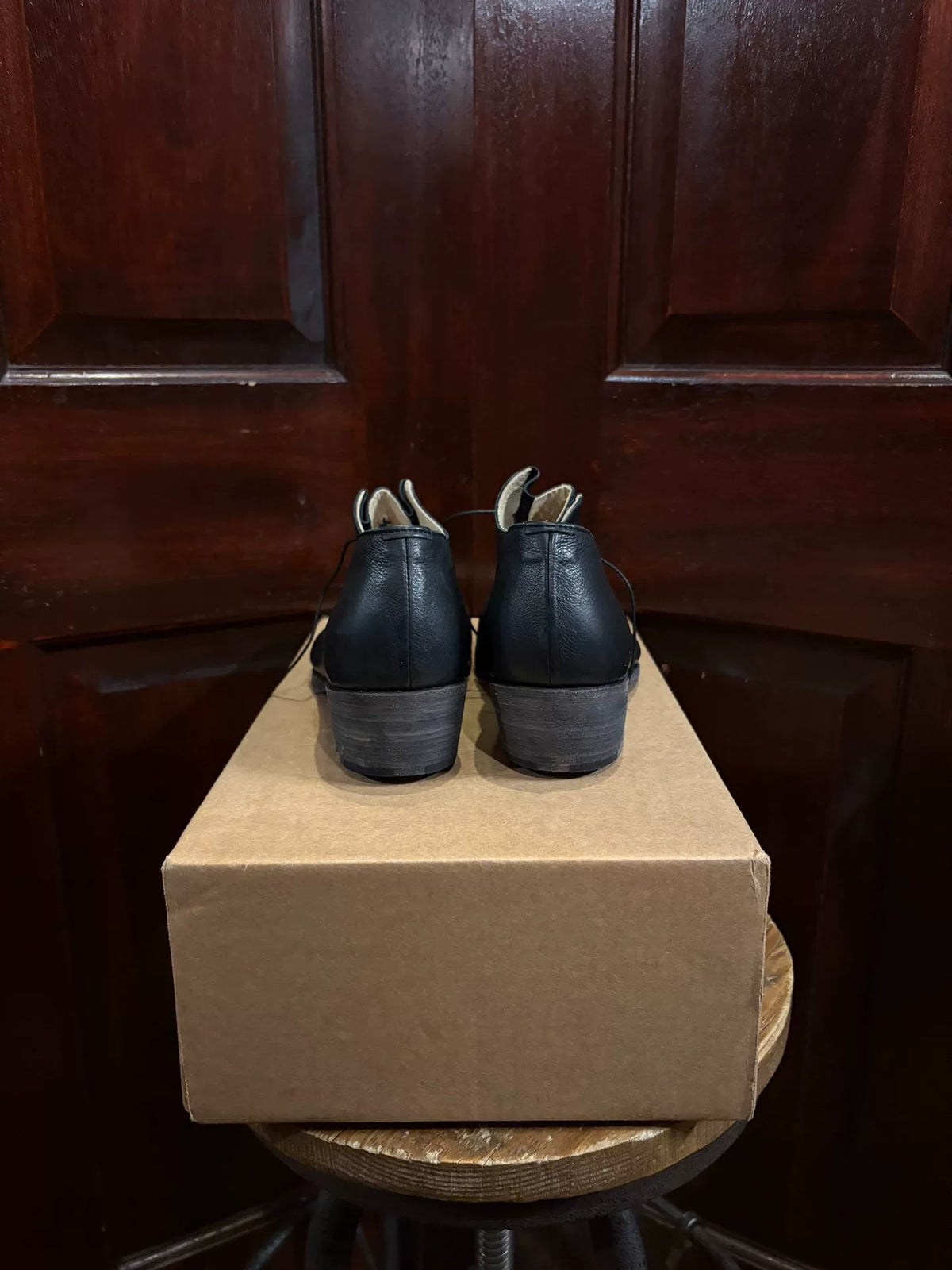 M.A+ SS18 Black Double Fold Derby Leather Shoes