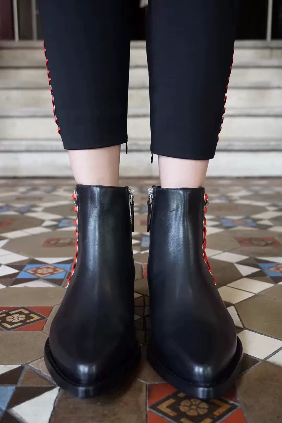 Alexander McQueen FW17 Black Chain Lace-Up Boots