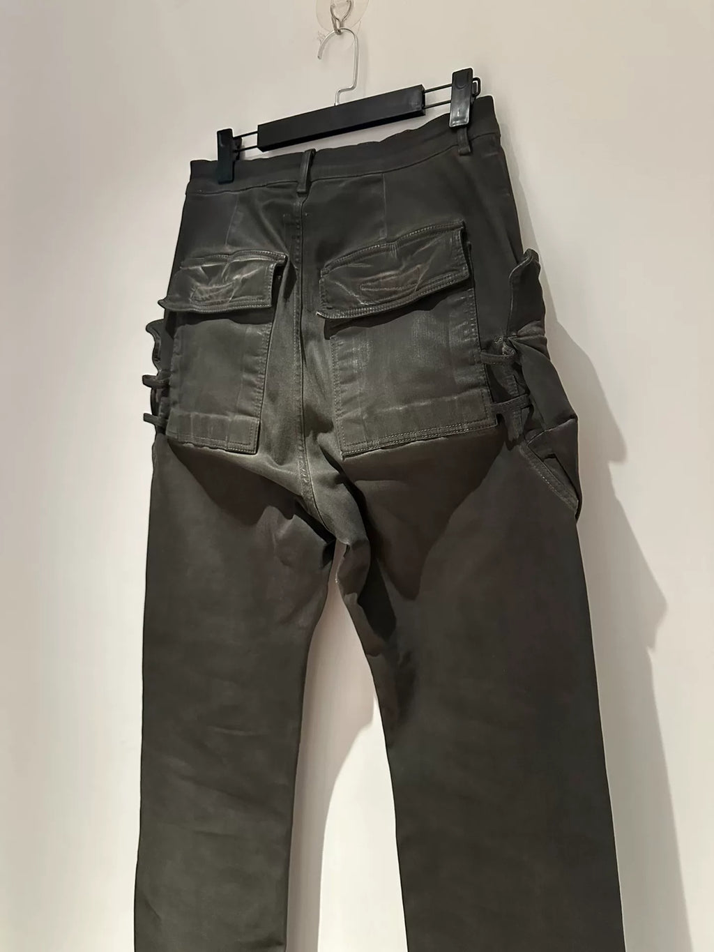 Rick Owens 24ss waxed faded smoke gray cargo work pants