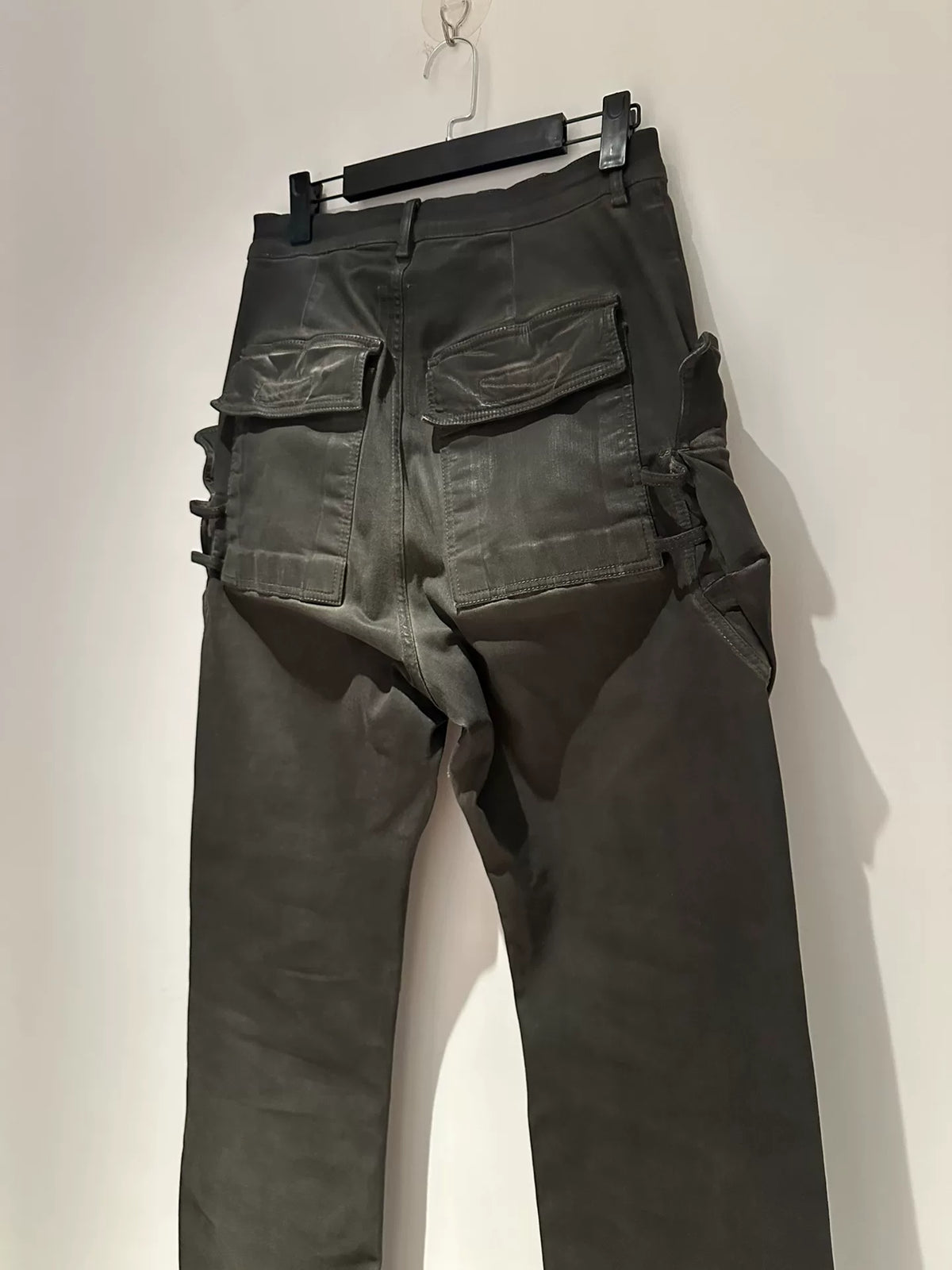 Rick Owens 24ss waxed faded smoke gray cargo work pants