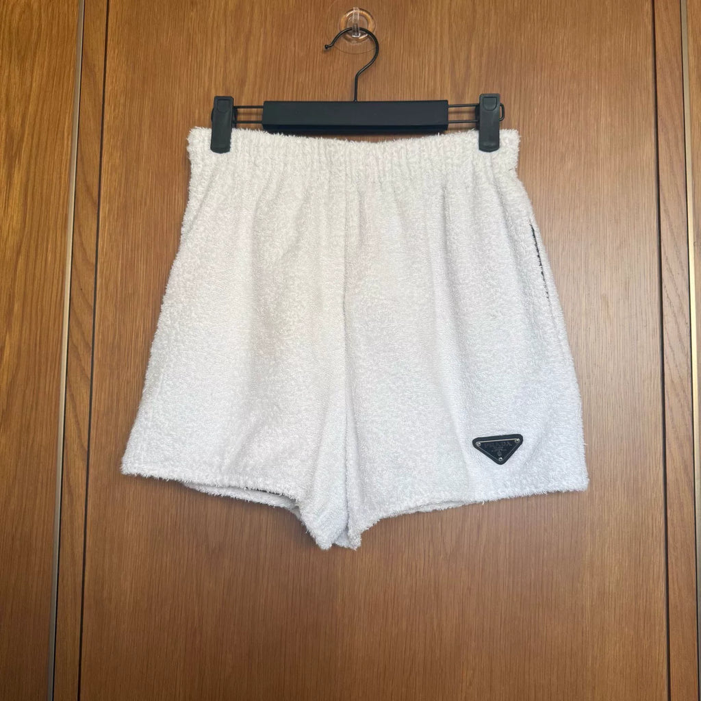 Prada Black Triangle Logo Terry Shorts