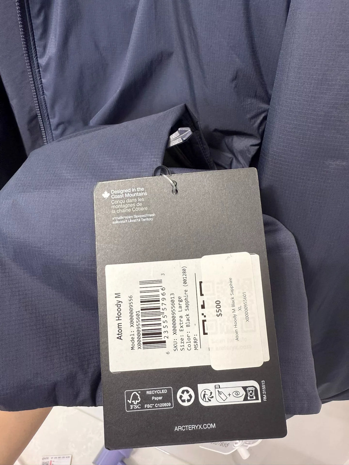 Arc'teryx Sapphire Black Hooded Cotton Jacket