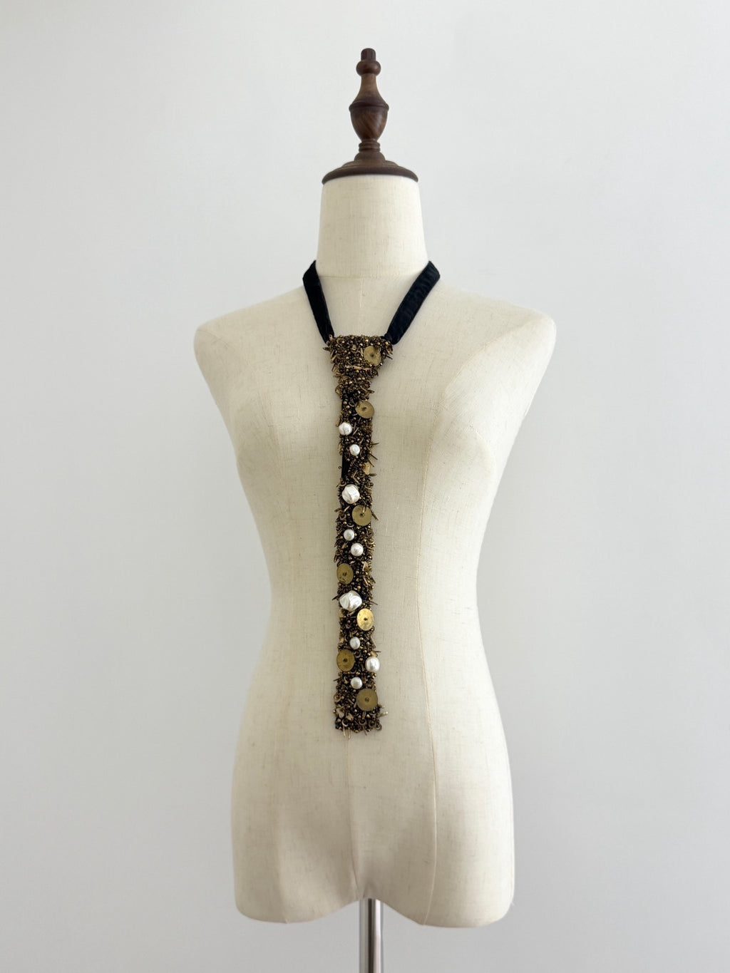 Comme Des Garcons Metal Stud Beaded Tie Black - Devines