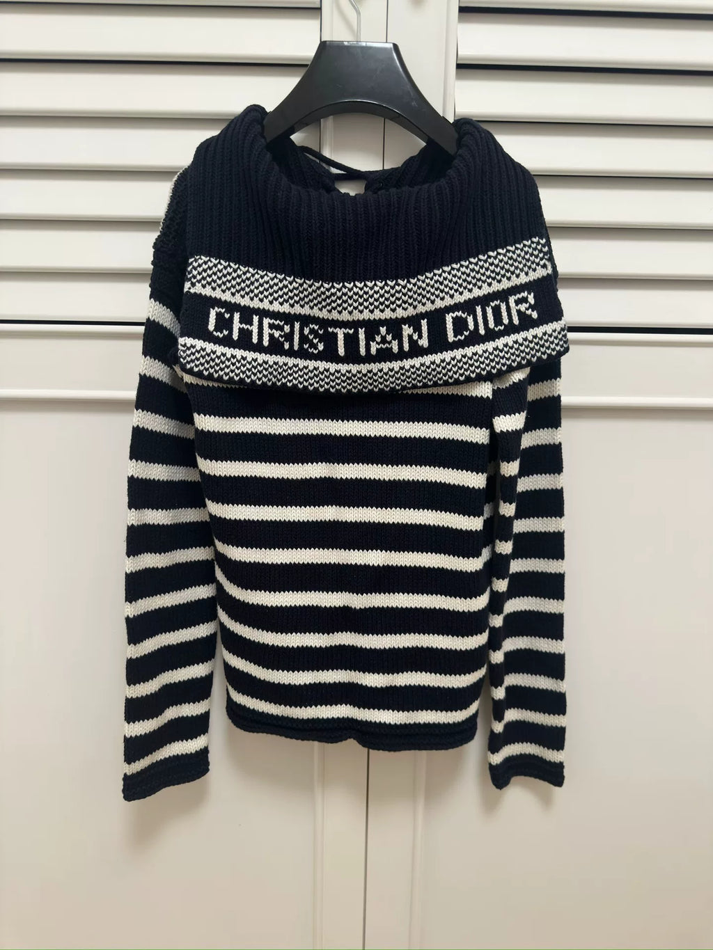 Dior Navy Blue Striped Knit Sweater