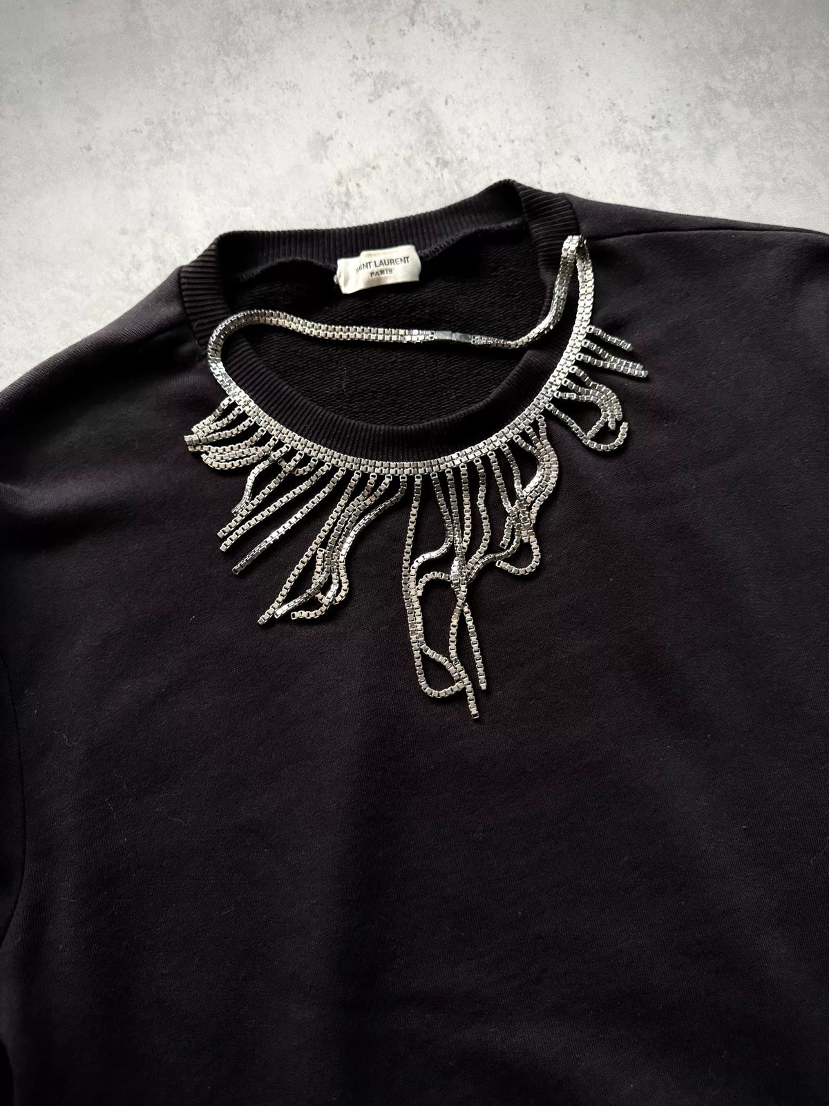 Saint Laurent Paris 14AW Black Chain Long-Sleeve Sweater