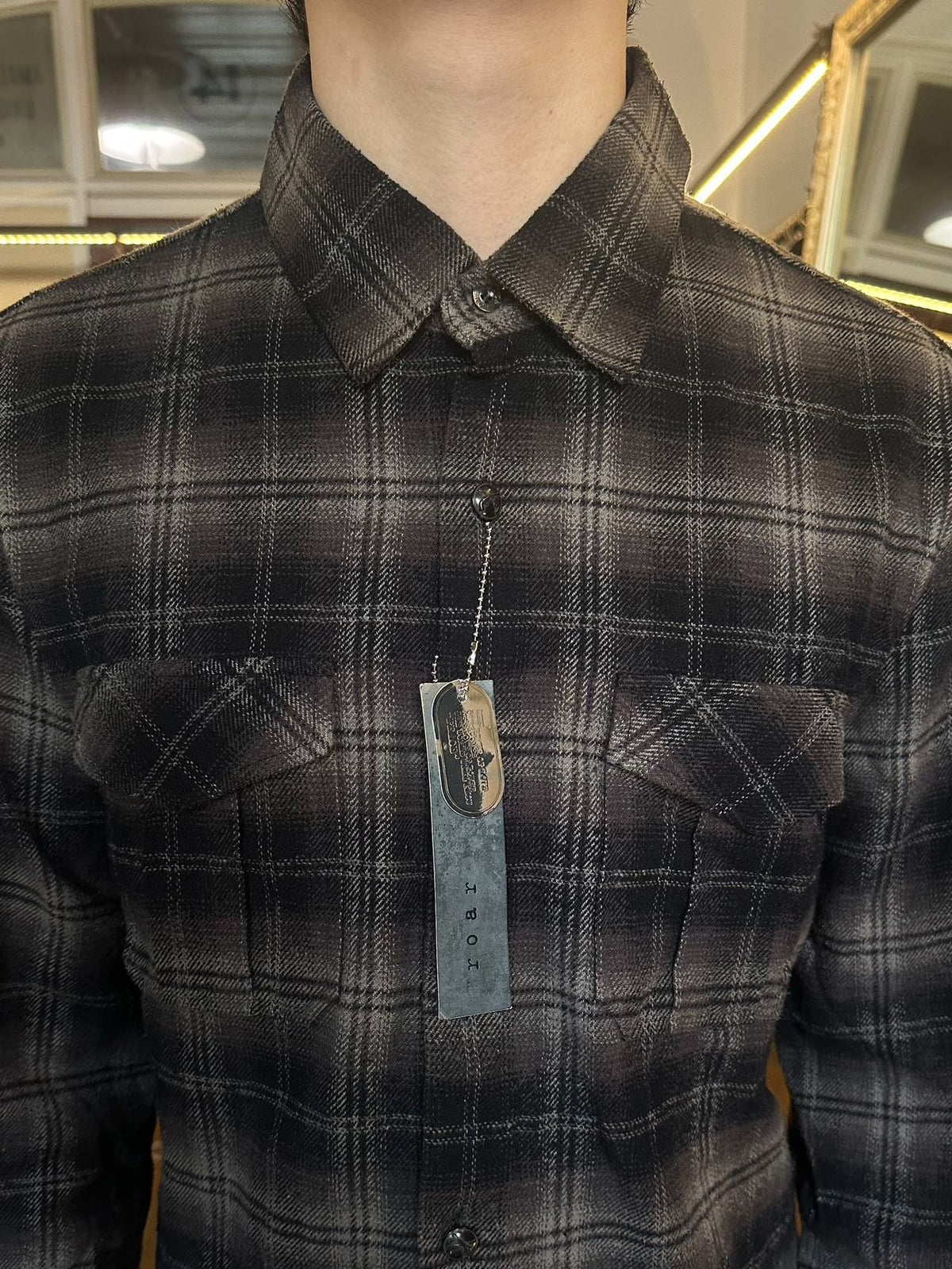 roarguns FW11 Grey Black Plaid Cotton Silk Shirt