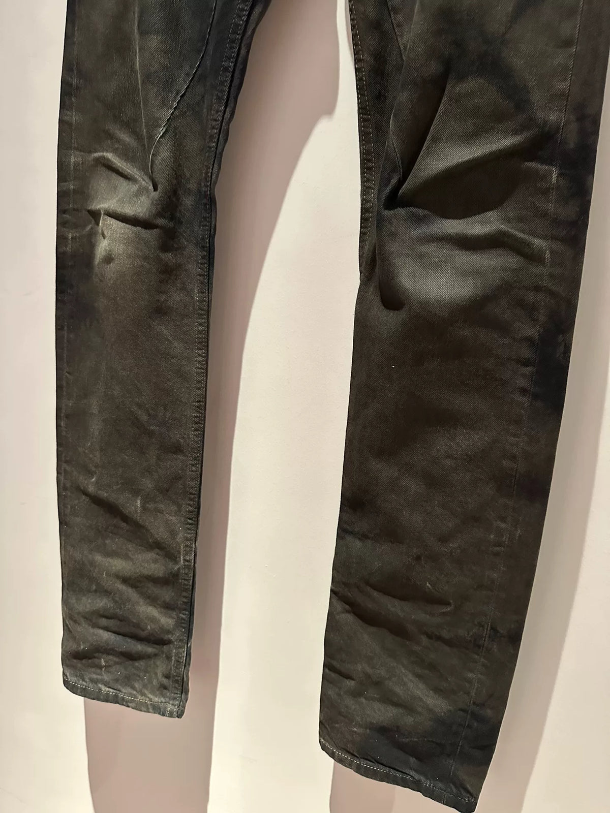 Rick Owens Mud-Dyed Distressed Denim Pants