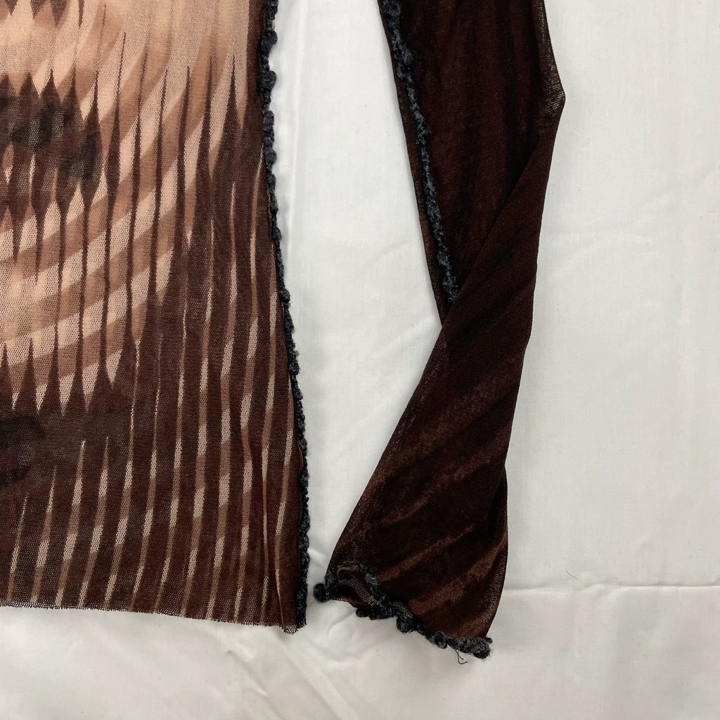2001 Fall/Winter Jean Paul Gaultier Woman's Face Print Mesh T-Shirt