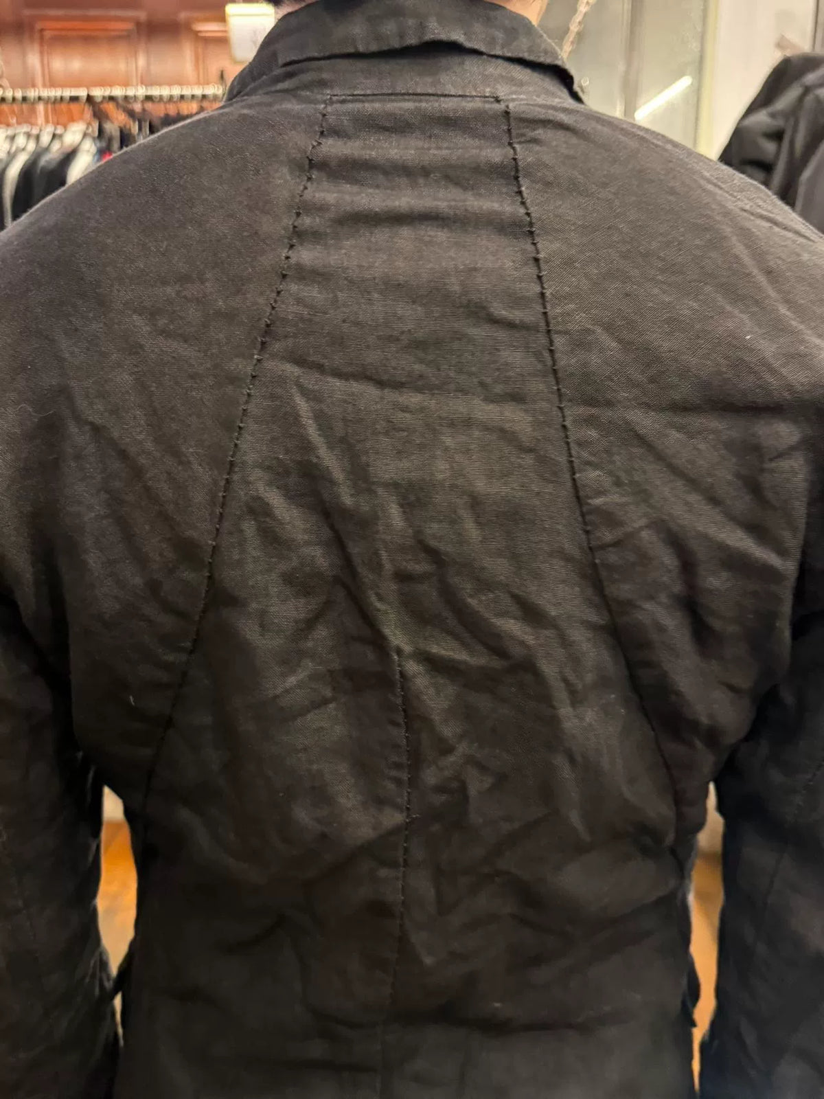 Layer-0 Black S-Cut Linen Blazer