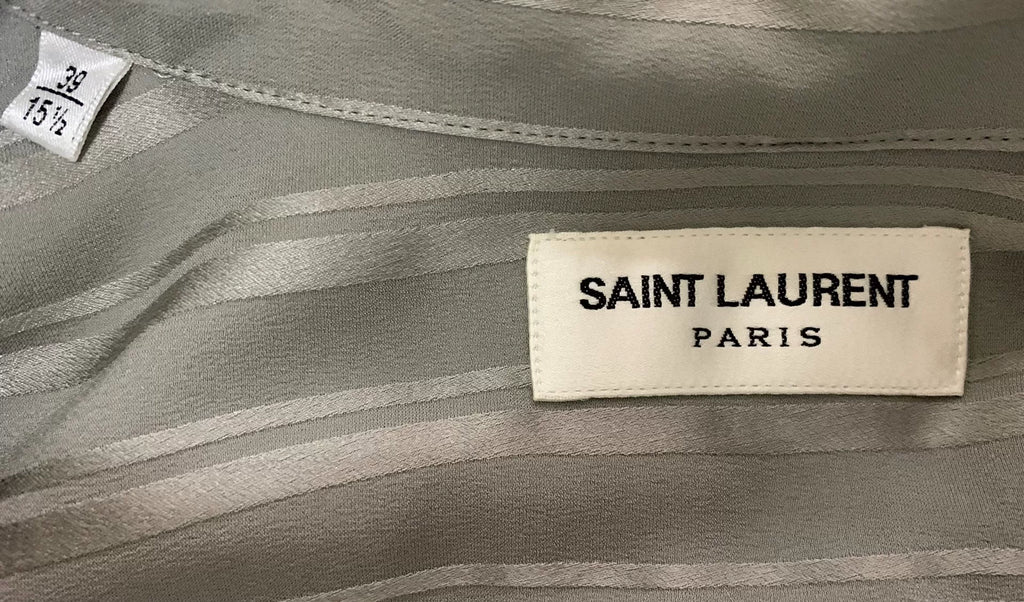 Saint Laurent 22FW Runway Silk Silver Striped Shirt