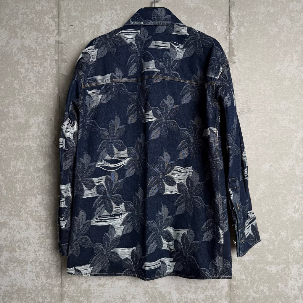 Gucci Floral Embroidered Denim Shirt