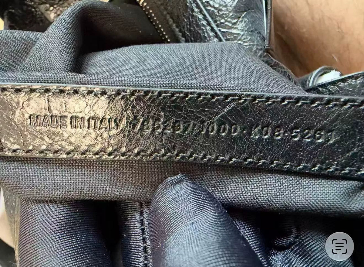 Balenciaga Superbusy Black Riveted Lambskin Shoulder Bag