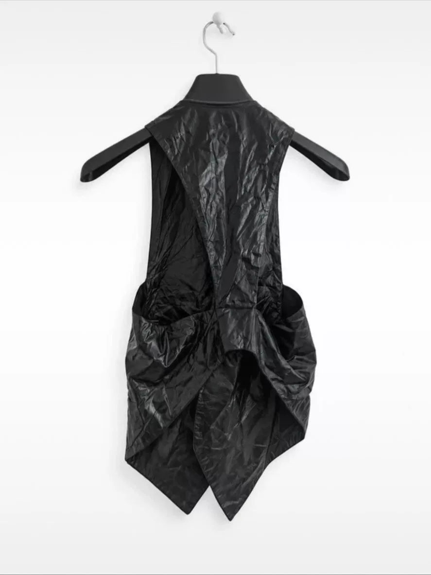 Ann Demeulemeester Archive Oil Wax Leather Deconstructed Vest