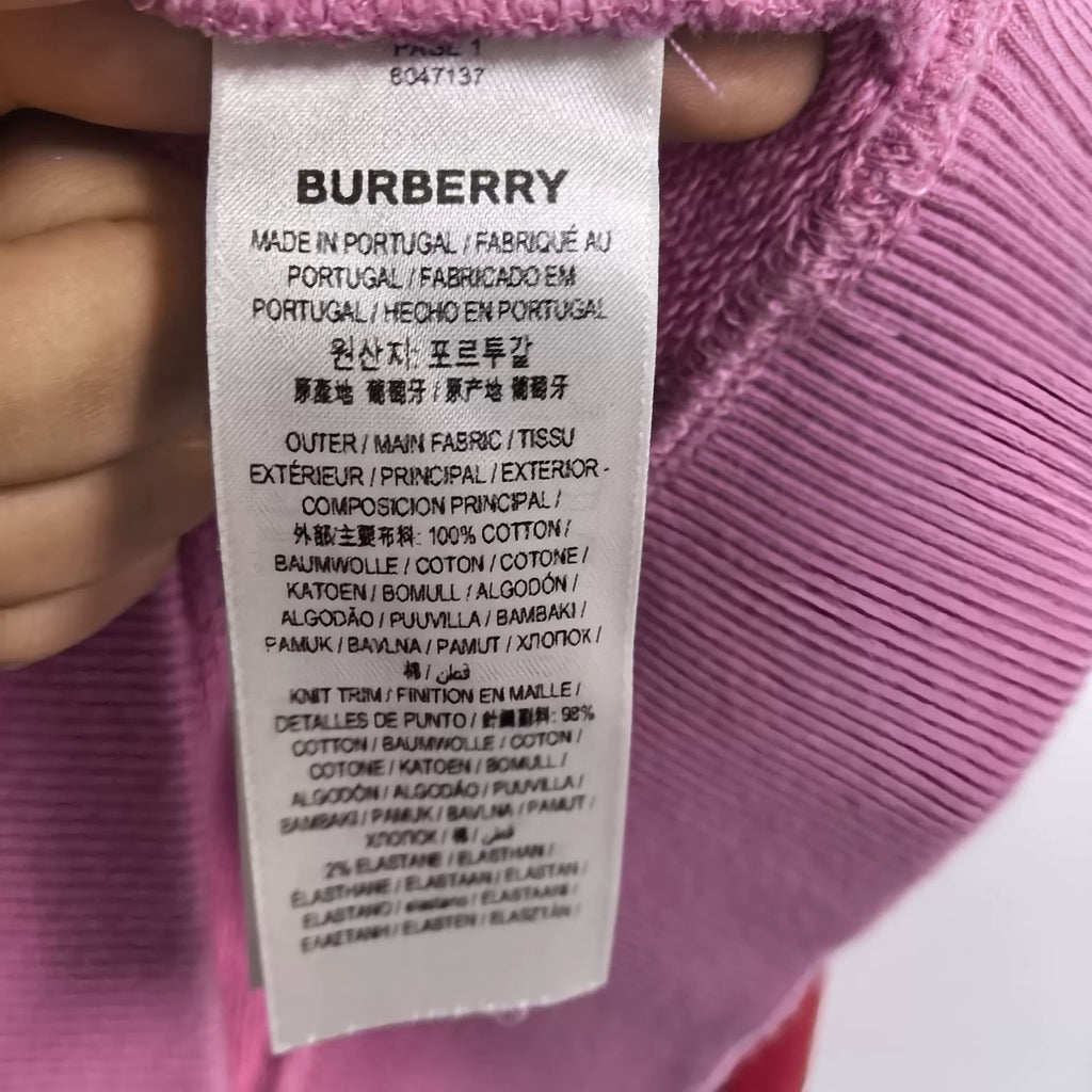 Burberry Pink Embroidered TB Round Logo Sweatshirt