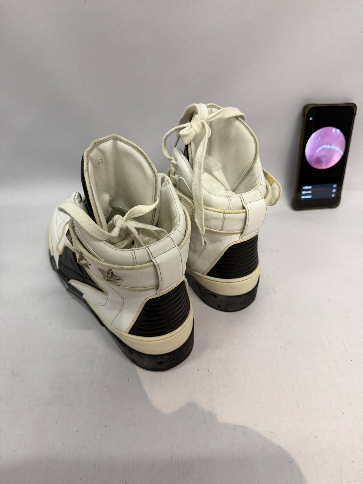 Givenchy Black White Metal Star Leather Sneakers
