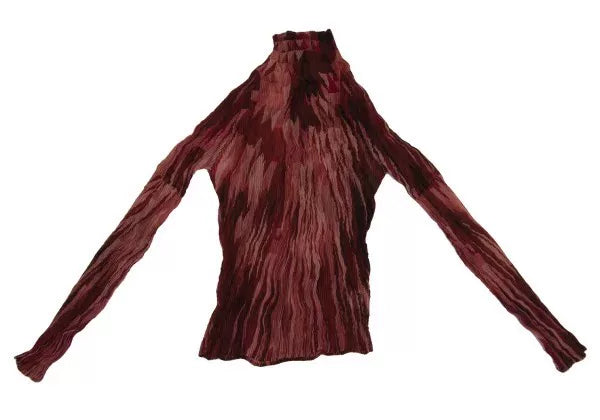 Issey Miyake Vintage Red Willow Pattern Pleated Top