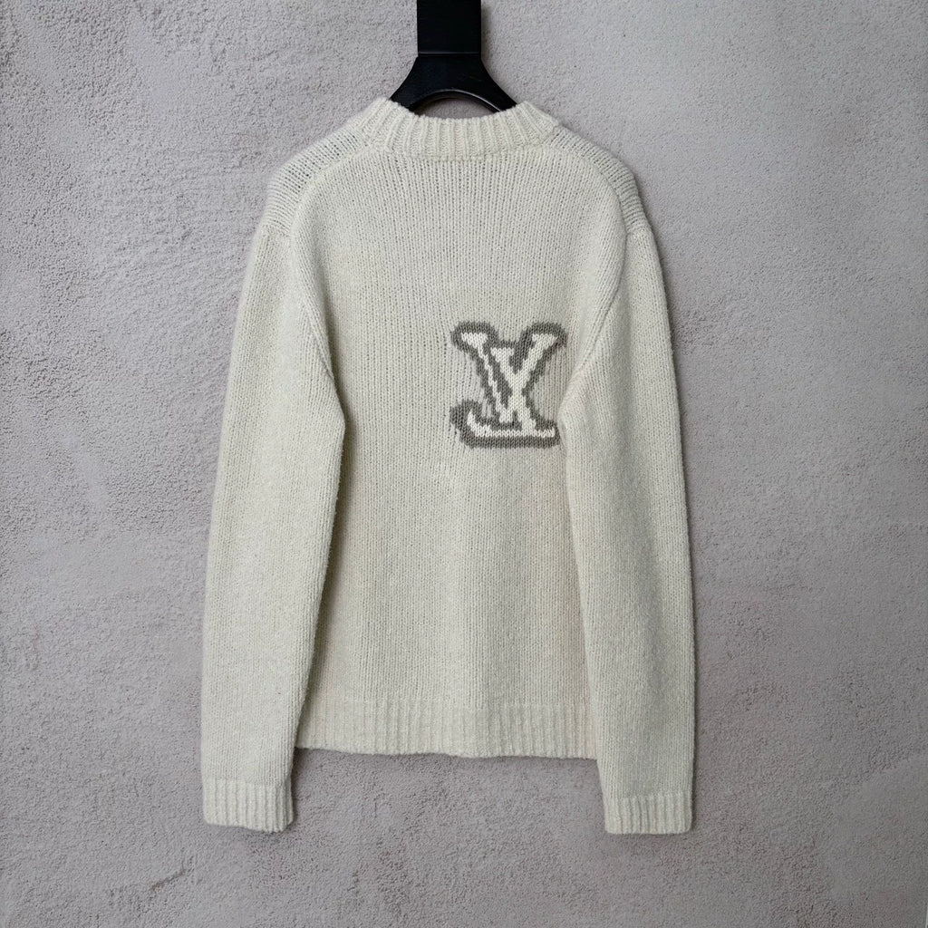 Louis Vuitton LV 2025 new model off-white embroidered teddy sweater