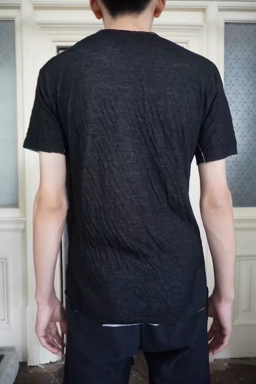 M.A+ SS17 m.a+ Black Special Stitched One Piece Short Sleeve Cotton Top