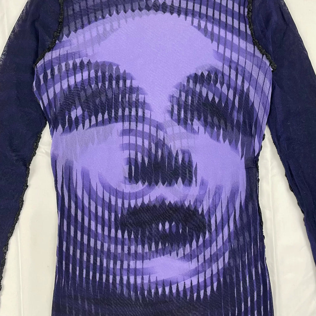 2001 Fall/Winter Jean Paul Gaultier Woman's Face Print Mesh T-Shirt