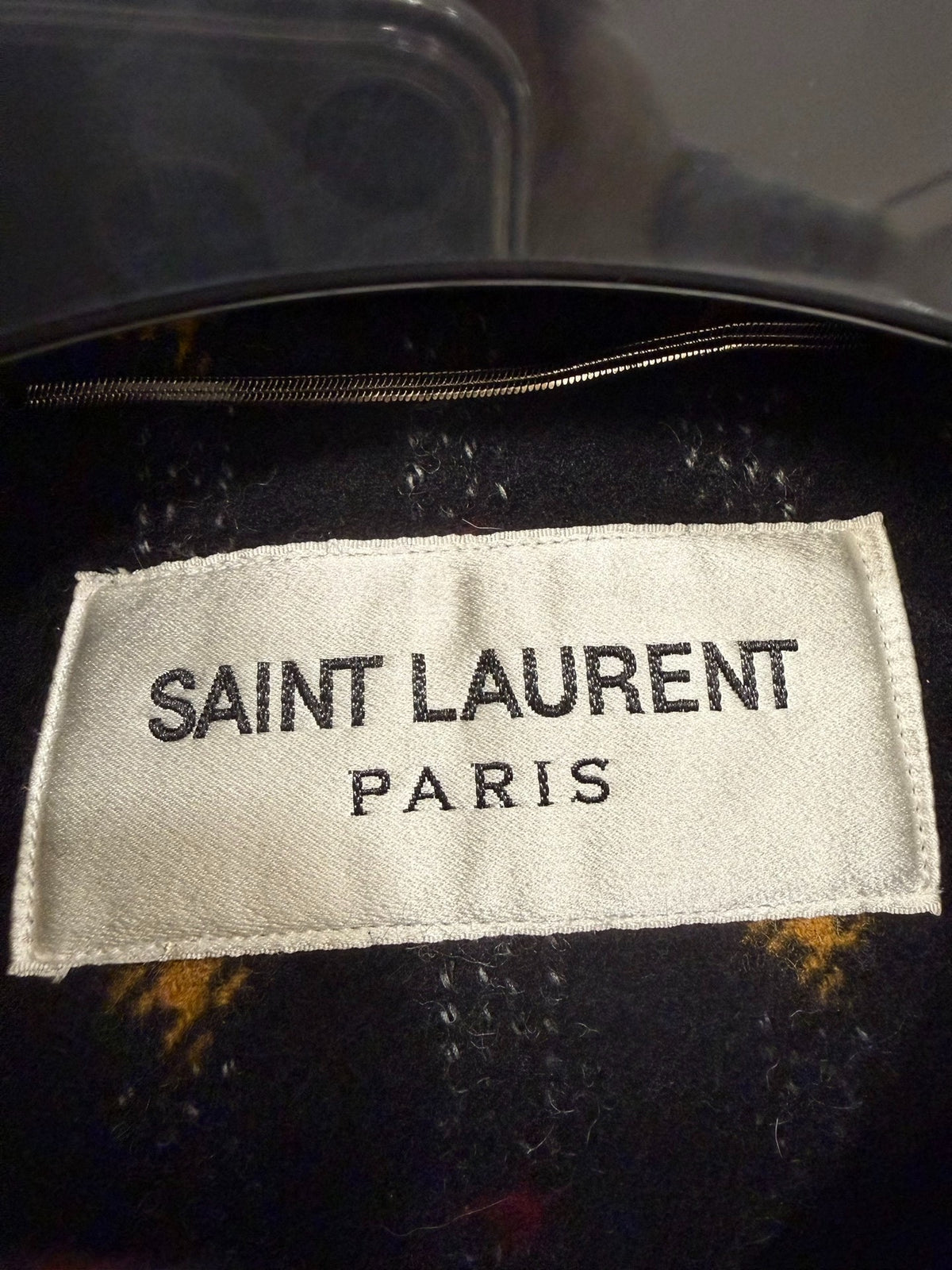 Saint Laurent Paris FW20 Plaid Horn-Button Hooded Wool Coat