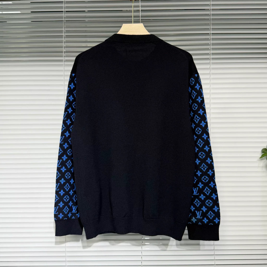 Louis Vuitton Monogram All-Over Print Wool Navy Knit Sweater