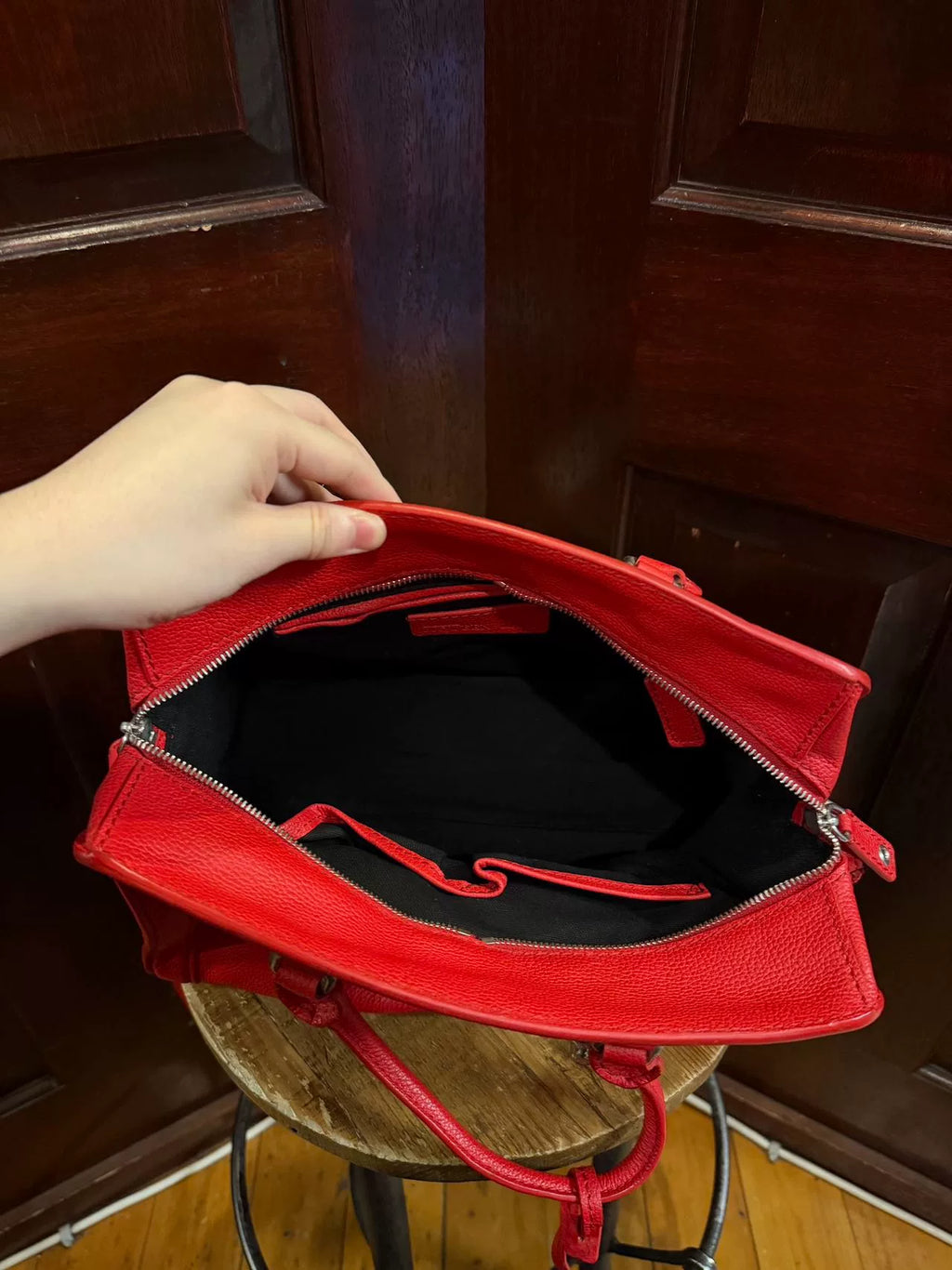Alexander McQueen Red Skull Padlock Zip Bag