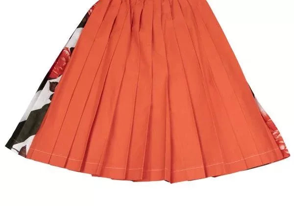 COMME des GARCONS Vintage Red Floral Pleated Skirt