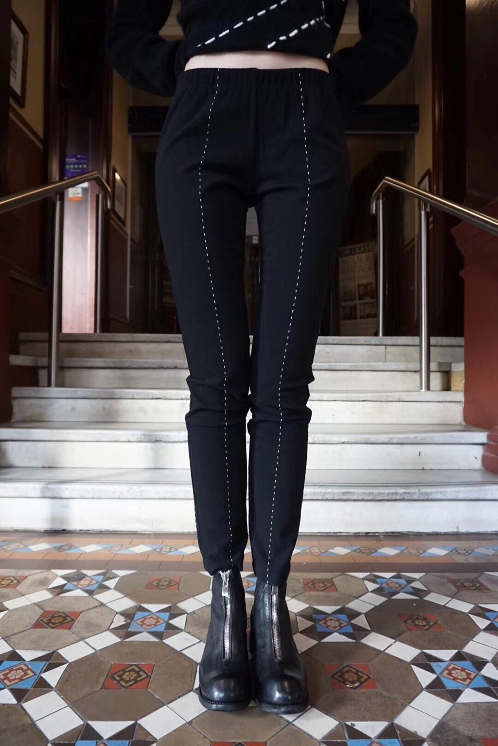 UMA WANG FW17 Phillip Contrast-Stitch Wool Trousers