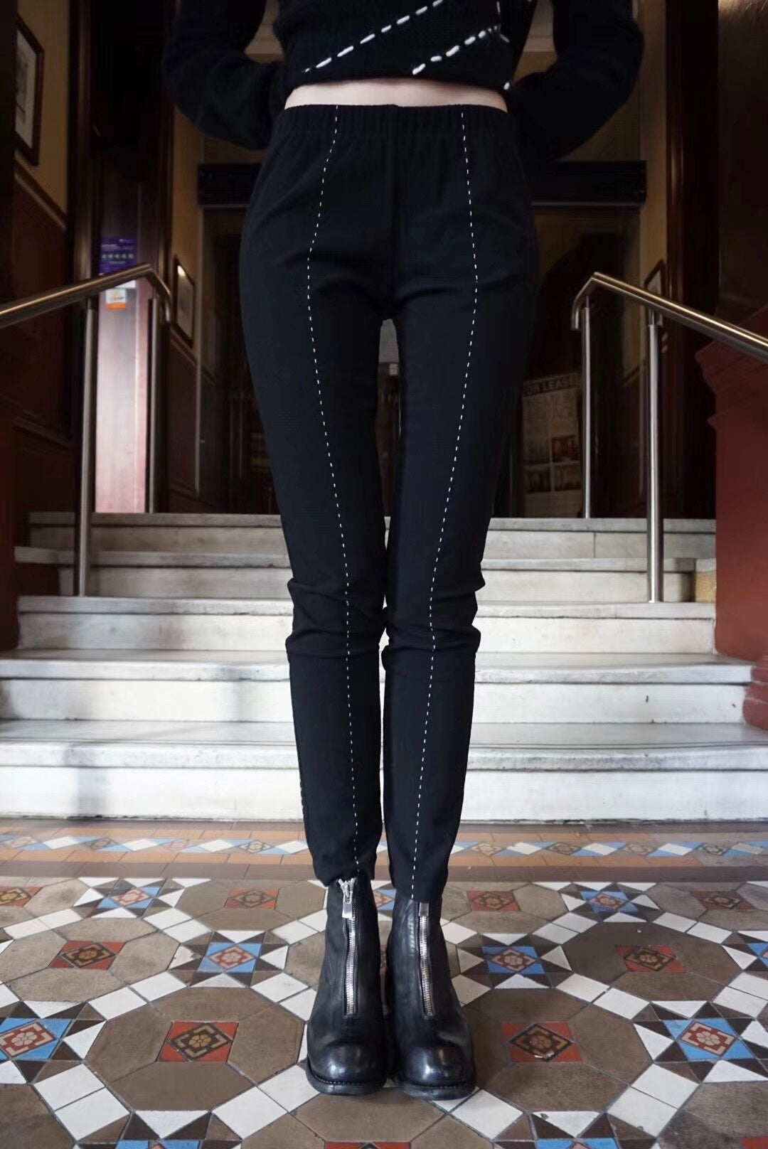 UMA WANG FW17 Phillip Contrast-Stitch Wool Trousers