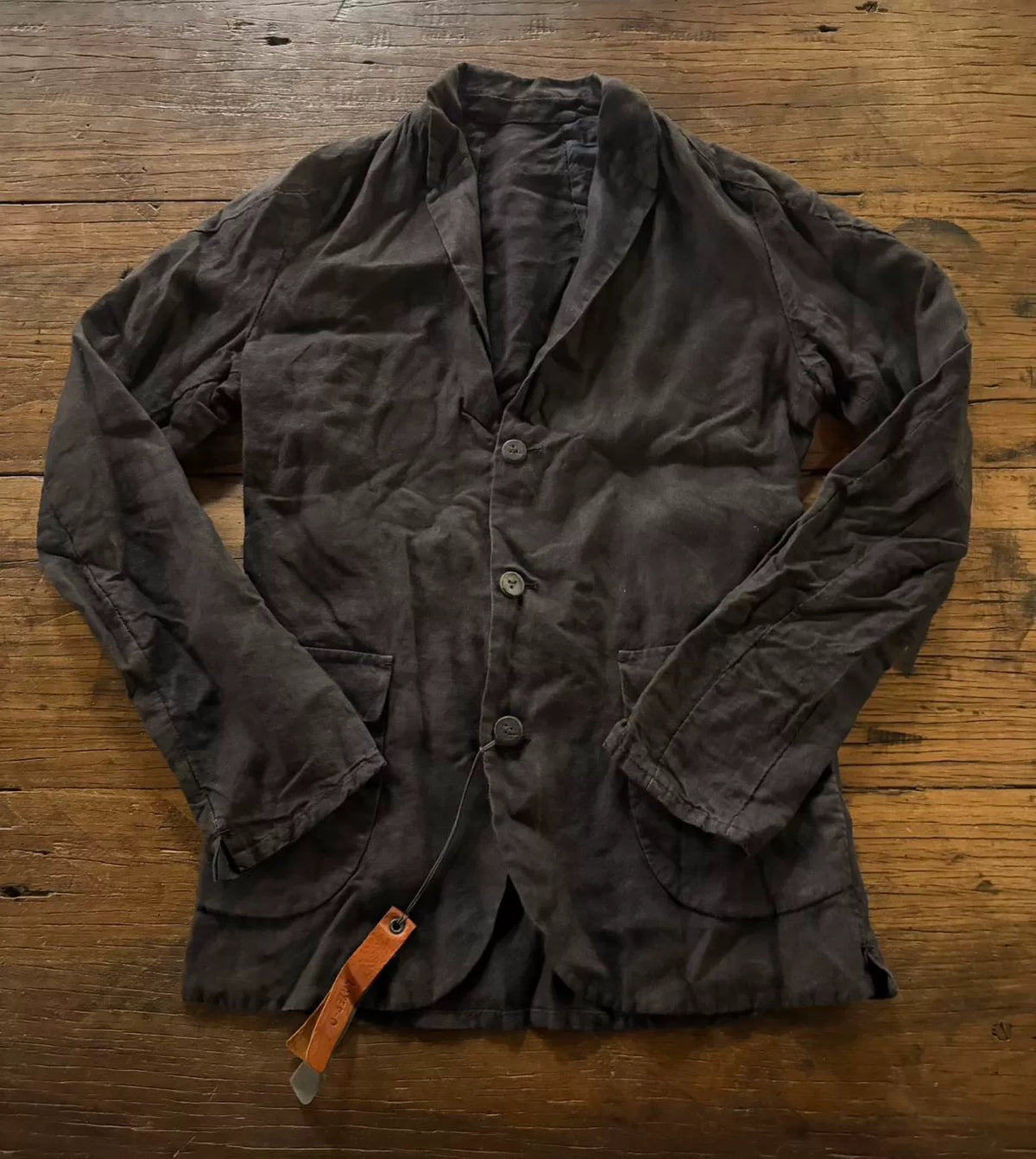 Layer-0 Black S-Cut Linen Blazer