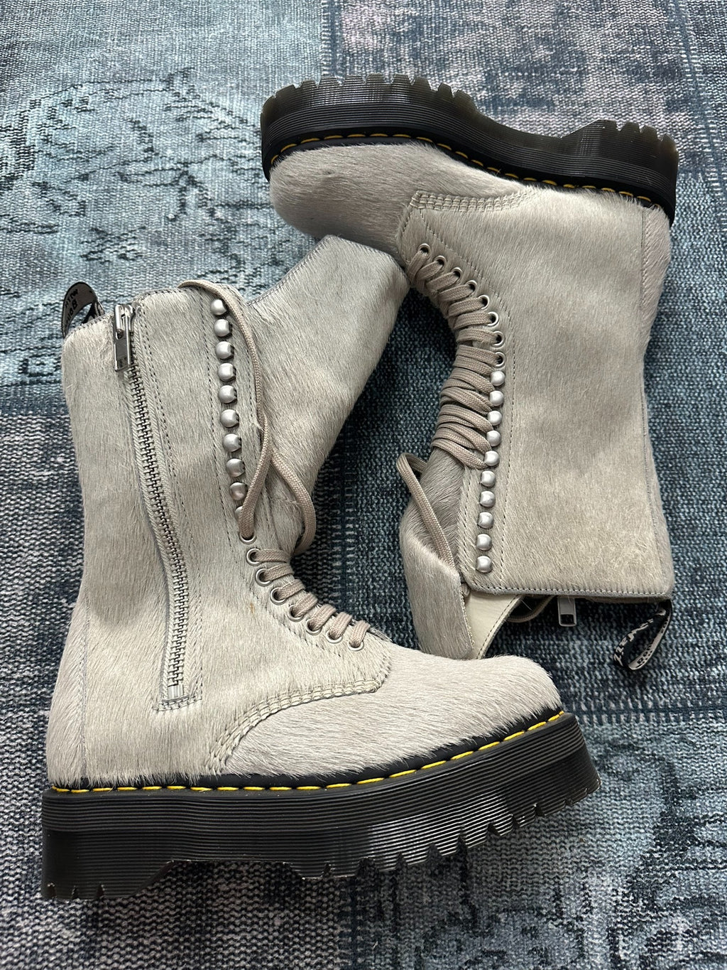 Rick Owens x Dr. Martens collaboration horsehair riding boots