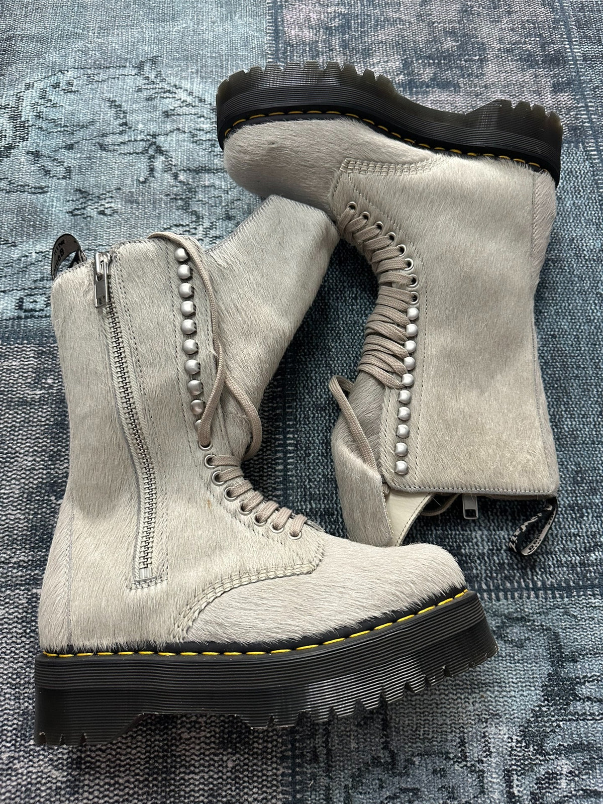 Rick Owens x Dr. Martens collaboration horsehair riding boots