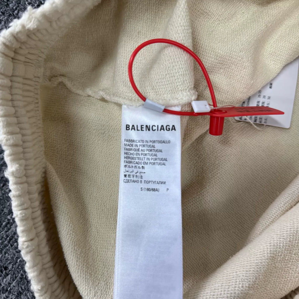 Balenciaga off-white double-B lock embroidery elastic waist shorts,