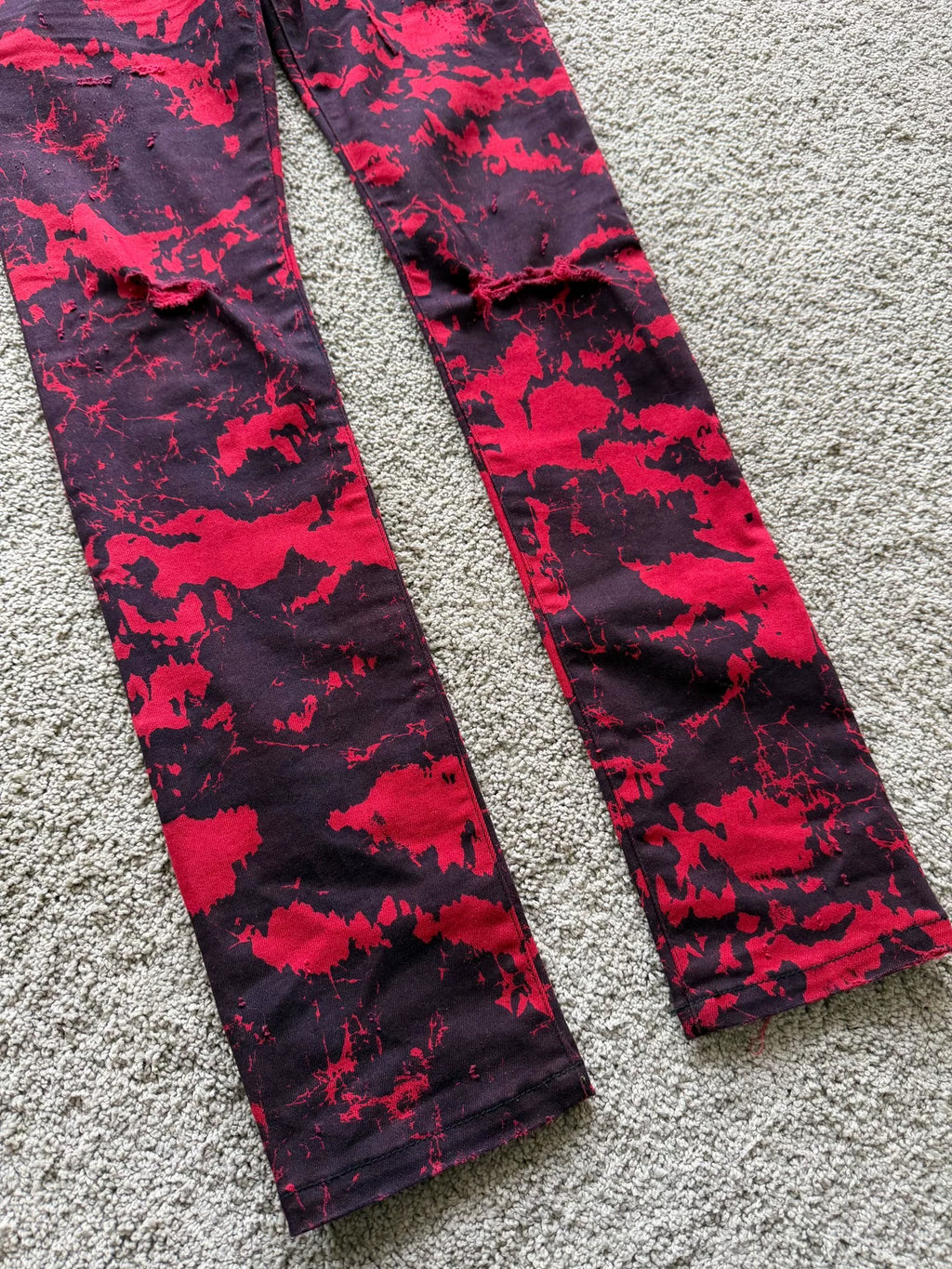 Balmain Blood Stained Dark Red Jeans by Olivier Rousteing