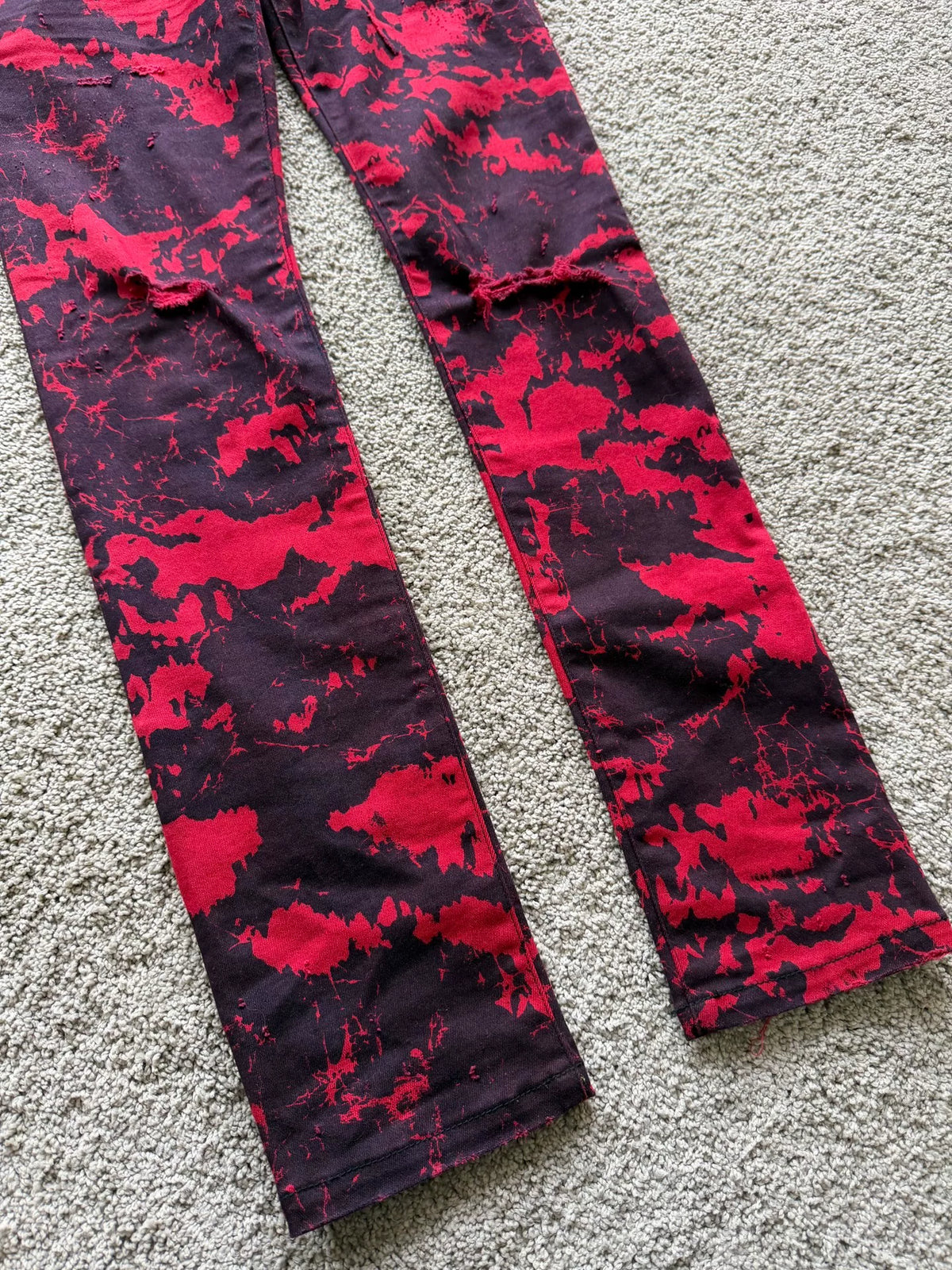Balmain Blood Stained Dark Red Jeans by Olivier Rousteing