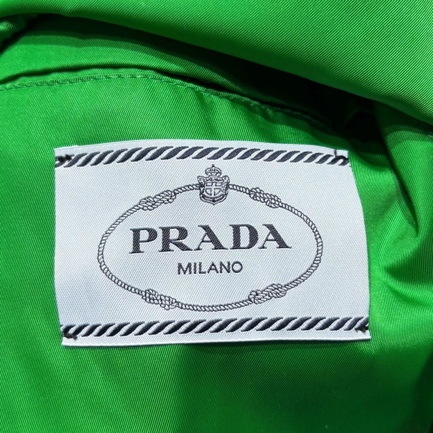 Prada Long Sleeve Metallic Triangle Logo Zip Hooded Drawstring Green Jacket